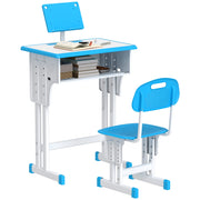 Scrivania per Bambini con Sedia Regolabile ¨C zephmum ¨C Blu 60x45x90-102 cm