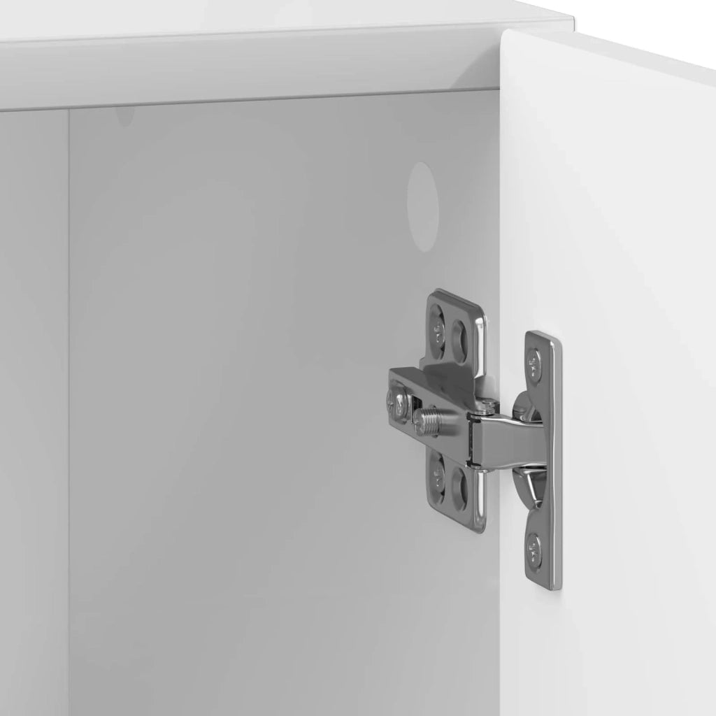 Comodino | Armadio da Notte | Mobiletto da notte Bianco Lucido 43 x 34,5 x 47 cm Legno ingegnerizzato
