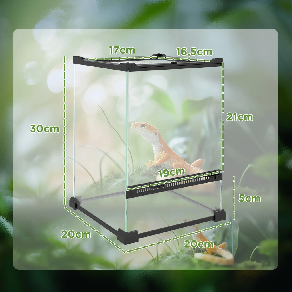 Terrario in vetro per rettili vivario 12 litri ¨C Minimal ¨C 20x20x30 cm nero