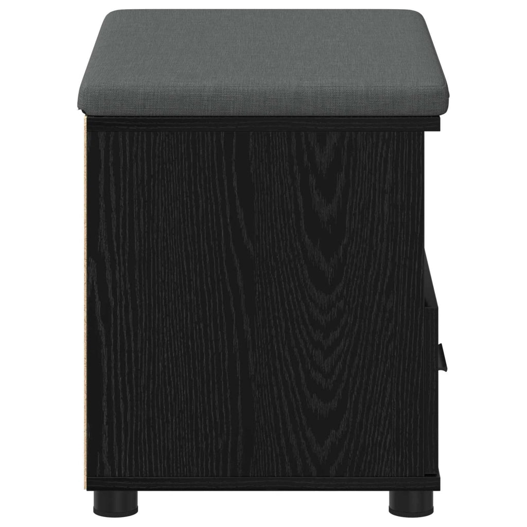 Panca per ingresso con cuscino-Sgabello-Panca da Corridoio Rovere Nero 60 x 38 x 46 cm 666604