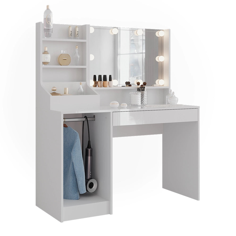 Vicco Tavolo da toeletta Bianco/bianco lucido 119.8 cm 4 parti