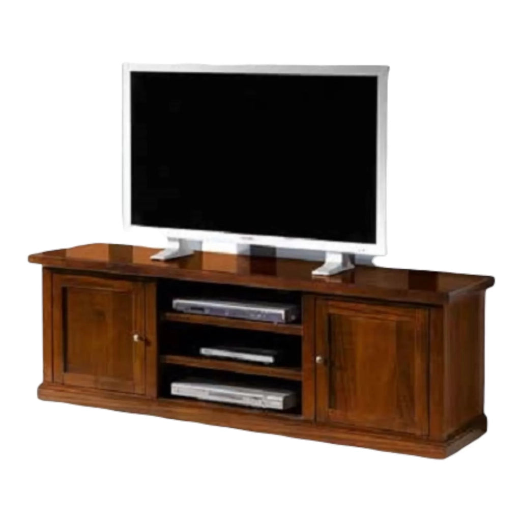 Porta tv arte povera televisore in legno tinta noce 160x45x56 (365) - Mobili 2G