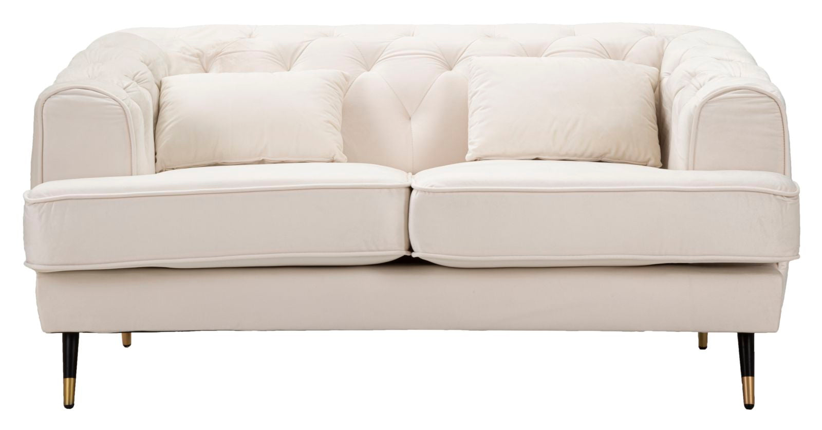 Divanetto 2 Posti Praga 146x71x86 cm in Poliestere Crema/Oro