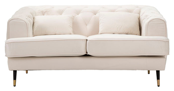 Divanetto 2 Posti Praga 146x71x86 cm in Poliestere Crema/Oro