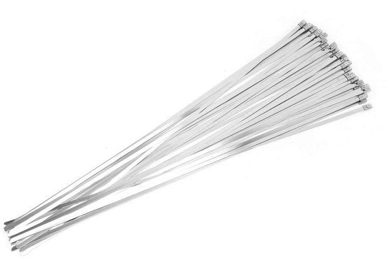 Cinture per cavi in acciaio inossidabile 100pz - 4,6 x 450 mm - anticorrosione - per fissaggio e imballo - liscio e a forma rotonda - cinture autochiudenti