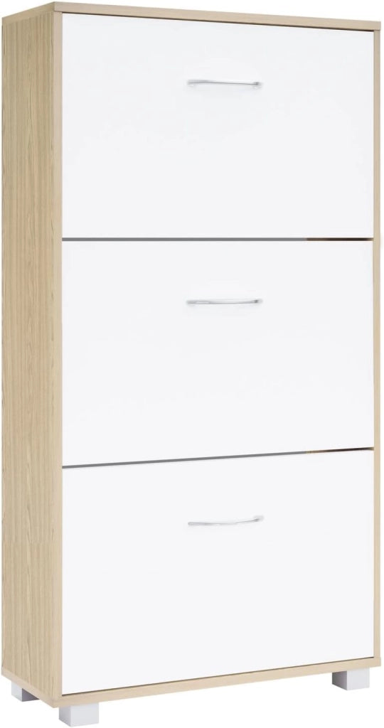 Scarpiera Mobile per Scarpe Legno Marrone 3 Scompartimenti 115x60x24 cm Scaffale Salvaspazio