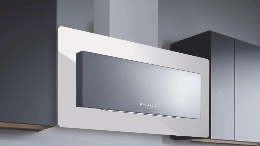 Cappa a parete TRISIA cm 90 - Inox, vetro Bianco - 800 m3/h