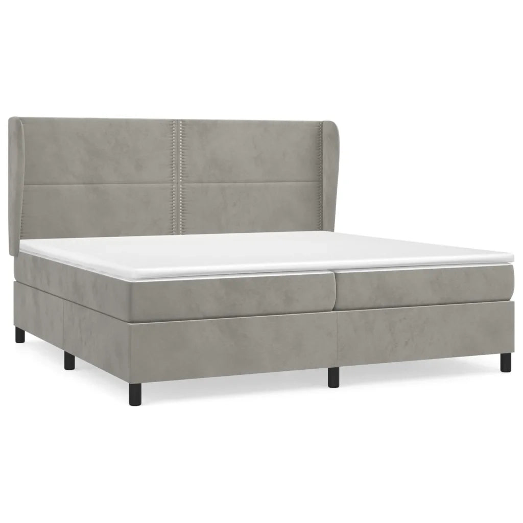 Giroletto a Molle con Materasso Grigio Chiaro 200x200cm Velluto 3129171