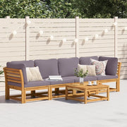 Set Salotto da Giardino 4pz con Cuscini Legno Massello Acacia