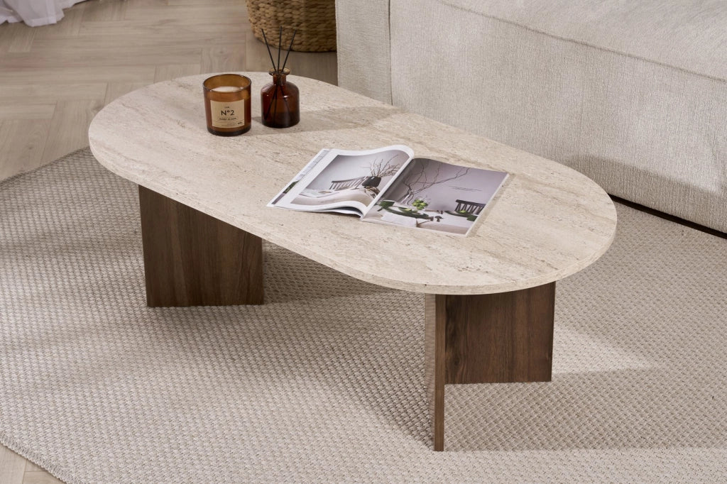 Tavolino in legno "Sable" 119 x 60 x 40 cm - Travertino
