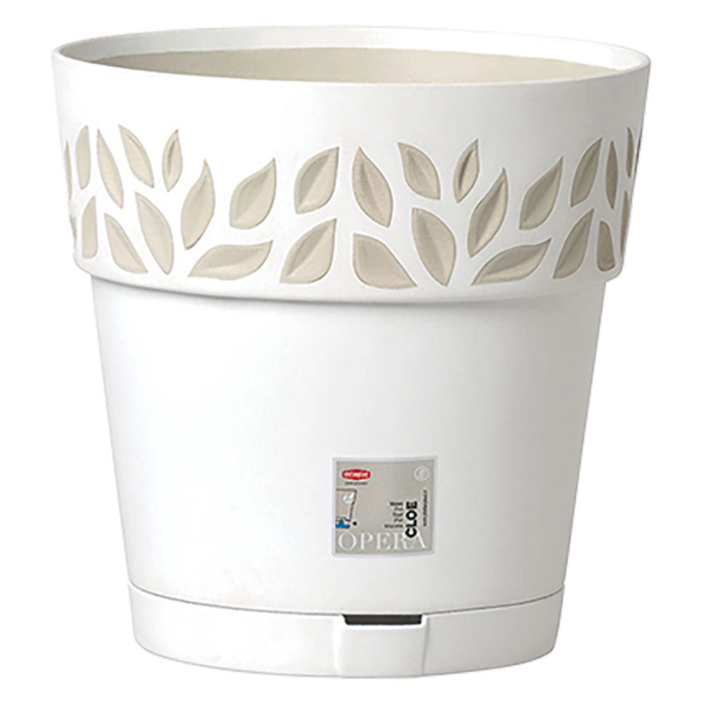 VASO TONDO 'CLOE' ø 30 x h.29 - bianco/travertino  - STEFANPLAST