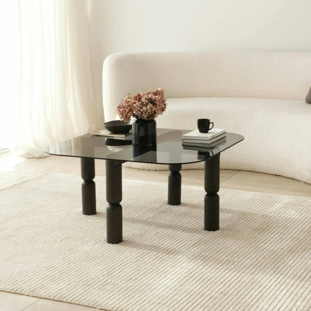 Gran, Tavolino da Salotto Effetto Fume, 80x80x40h cm Nero Antracite