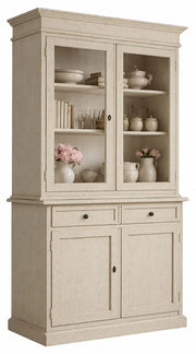 Cristalliera 2 porte legno shabby bianco invecchiato 105x42x206 - Mobili 2G