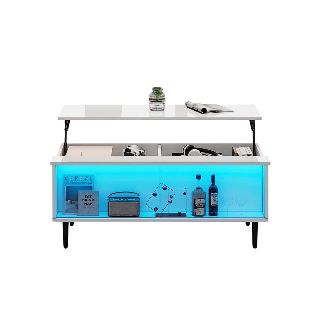 Tavolino regolabile - Xylo - 105x50cm vetro temperato bianco