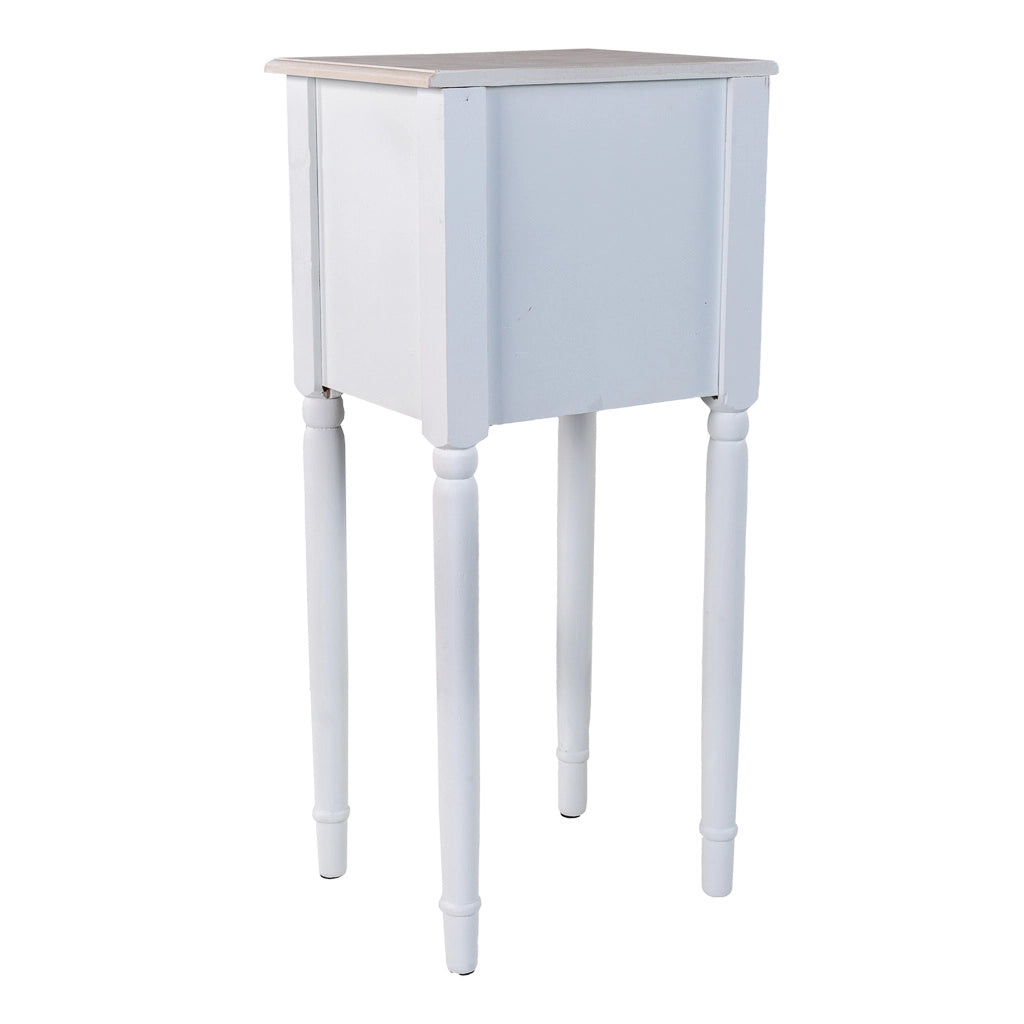 Comodino in legno bianco 33 x 26,5 x 72,5