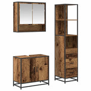 Set di mobili per il Bagno | Armadio da bagno con cassetto 3 pz Legno vecchio