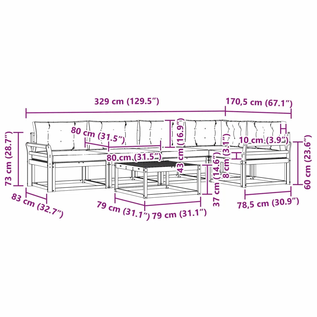Set di divani da esterno 6 pz Bianco e Antracite Poliestere 3386481