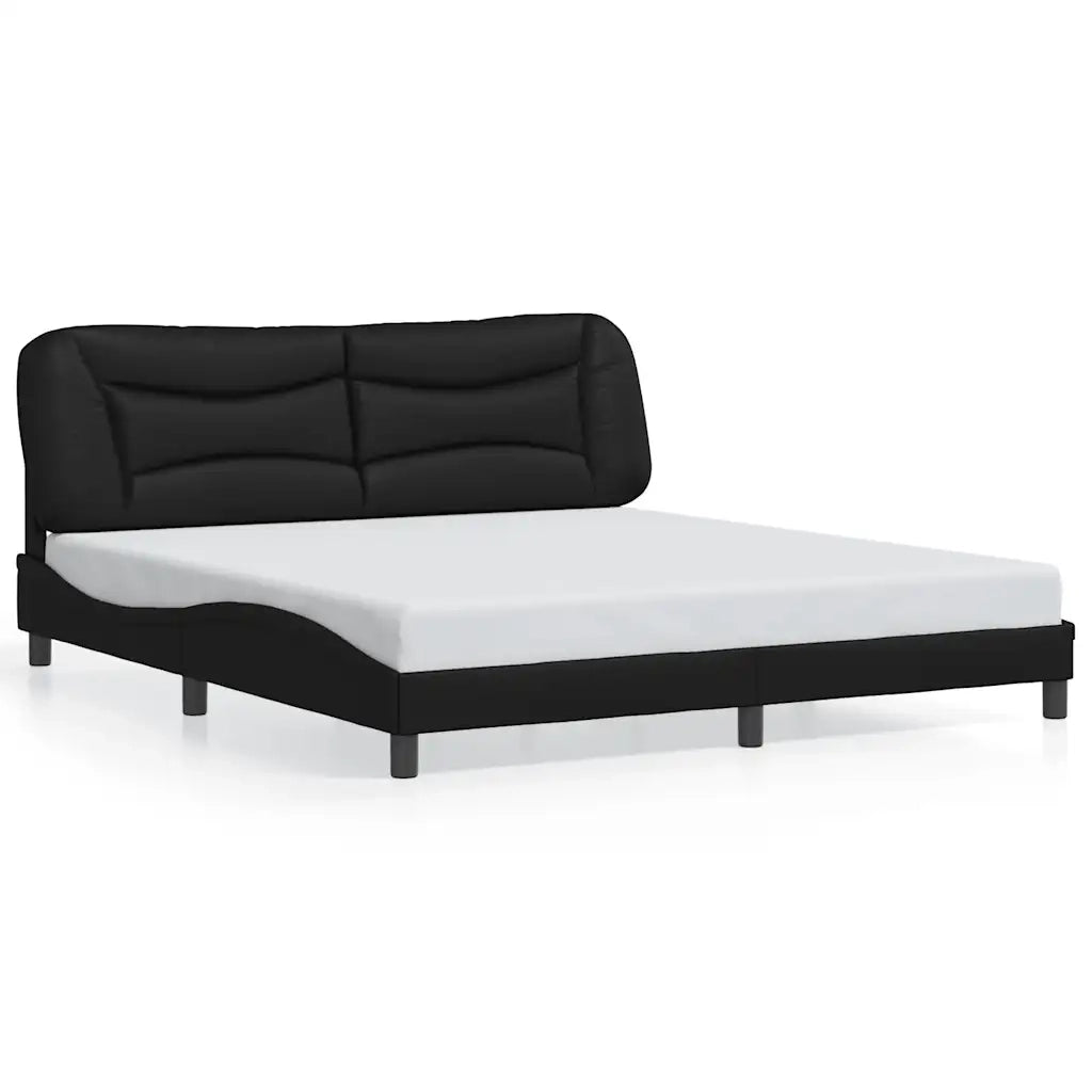 Letto matrimoniale | Letto per adulti | Giroletto senza Materasso Hvar Nero 180x200 cm in Similpelle