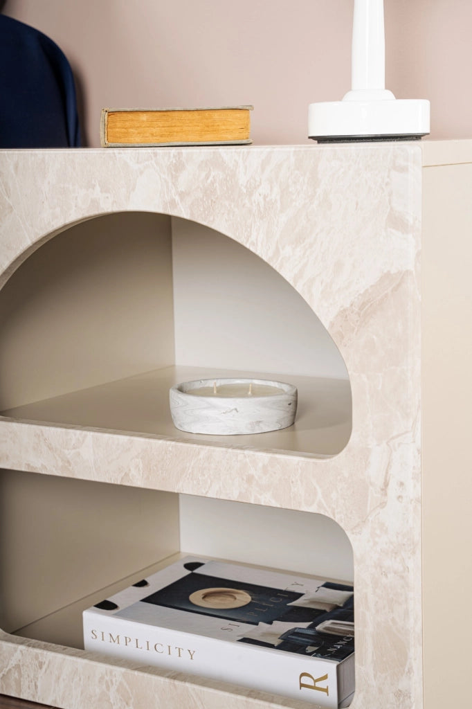 Comodino in legno "Lorin" 50 x 40 x 50 cm - marmo travertino