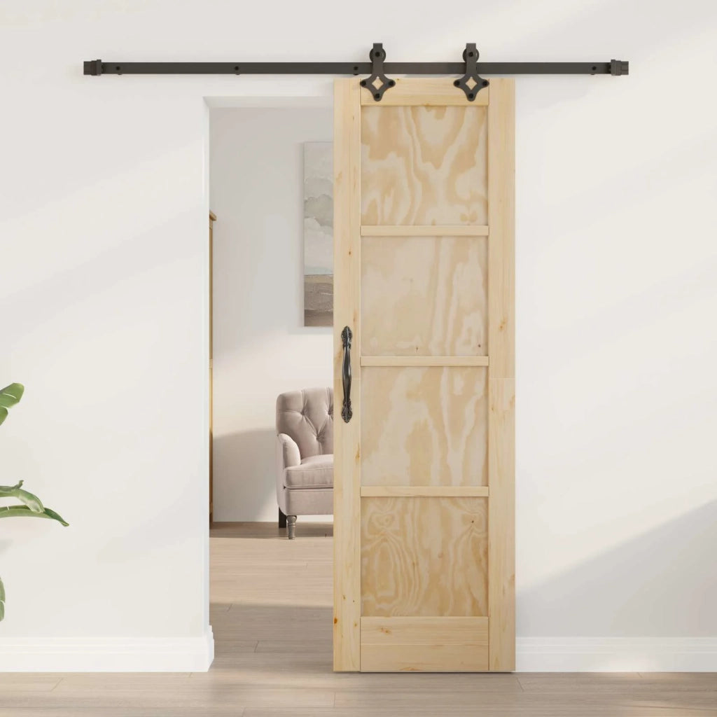 Porta scorrevole Naturale e Nero 61 x 198,5 cm 3445503