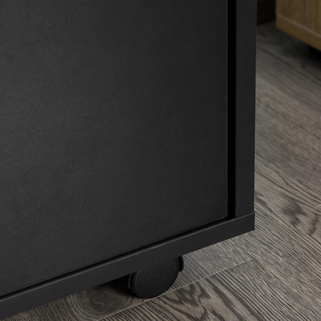 Cassettiera da Ufficio con Anta e Ripiano Aperto ¨C zephmum ¨C Nero, 40x35x60 cm