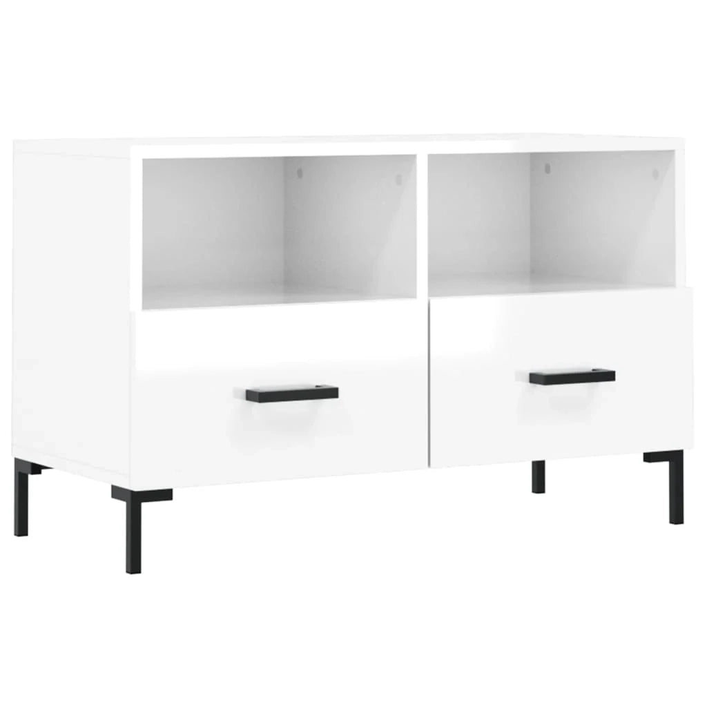 Mobile TV multimediale mensola TV credenza TV sala da pranzo soggiorno camera da letto finitura lucida 80 x 36 x 50 cm legno ingegnerizzato bianco 02_0027081