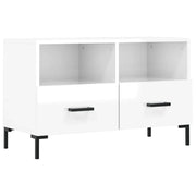 Mobile TV multimediale mensola TV credenza TV sala da pranzo soggiorno camera da letto finitura lucida 80 x 36 x 50 cm legno ingegnerizzato bianco 02_0027081