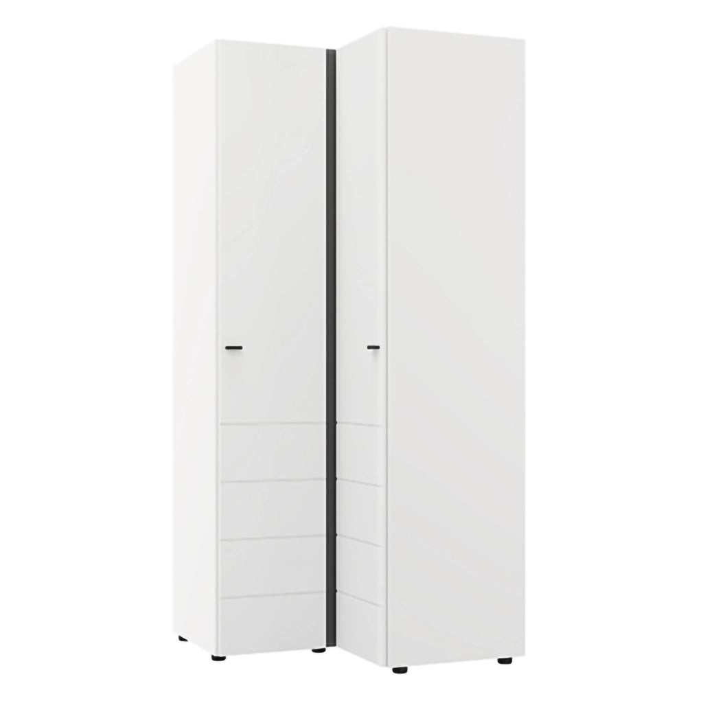 Armadio Camera da Letto Tavole, Guardaroba 2 Ante 4 Ripiani, 95x208h cm Bianco Opaco