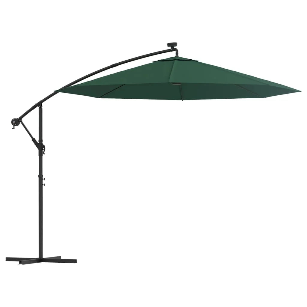 Ombrellone da giardino con illuminazione a LED 300 cm palo in metallo verde 02_0008142