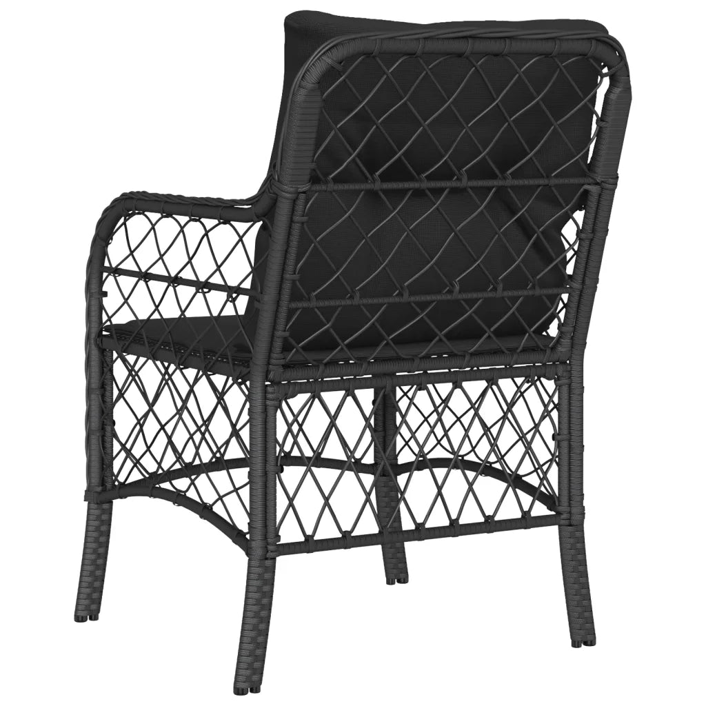 Sedie da Giardino con Cuscini 2 pz | Sedie da Esterno Nere in Polyrattan