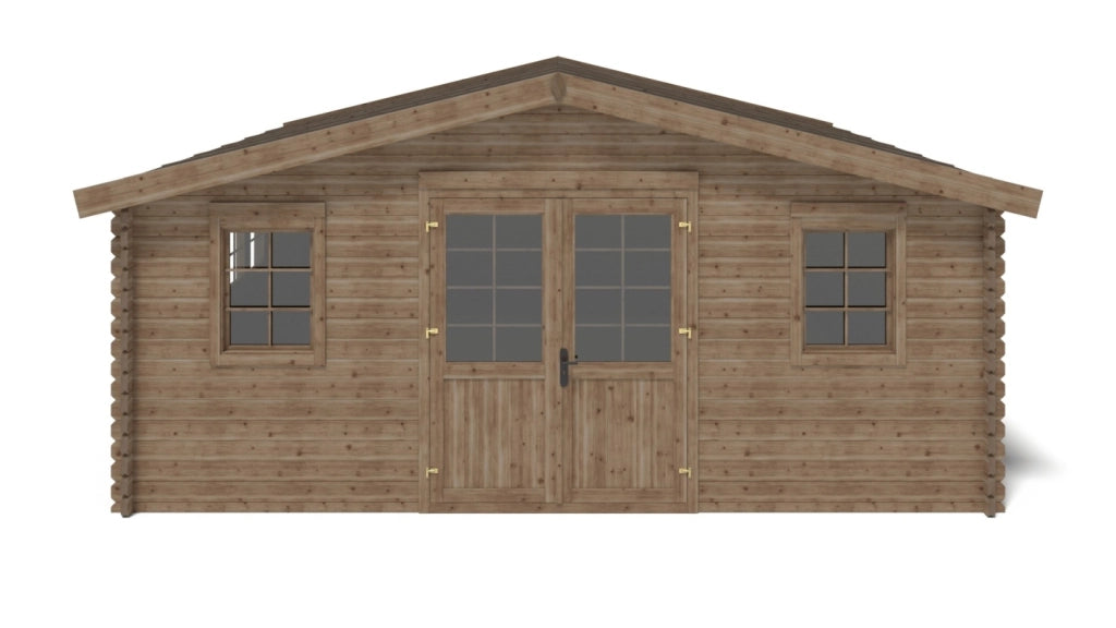 Casetta da giardino in legno - 34.8m2 - 5.9x5.9m - impregnata - 45mm - colore: marrone - DOM656 - ALTANKA