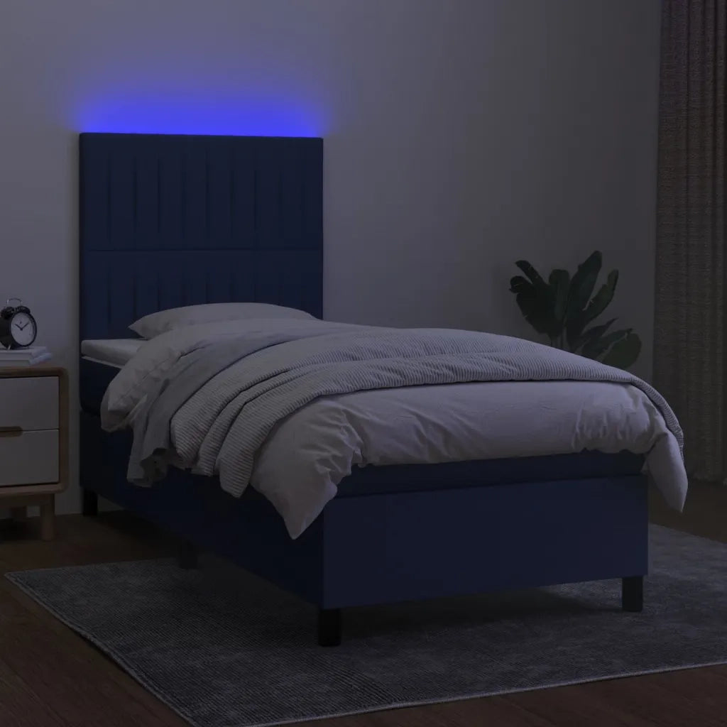 Letto a Molle con Materasso e LED Blu 80x200 cm in Tessuto cod mxl 33635