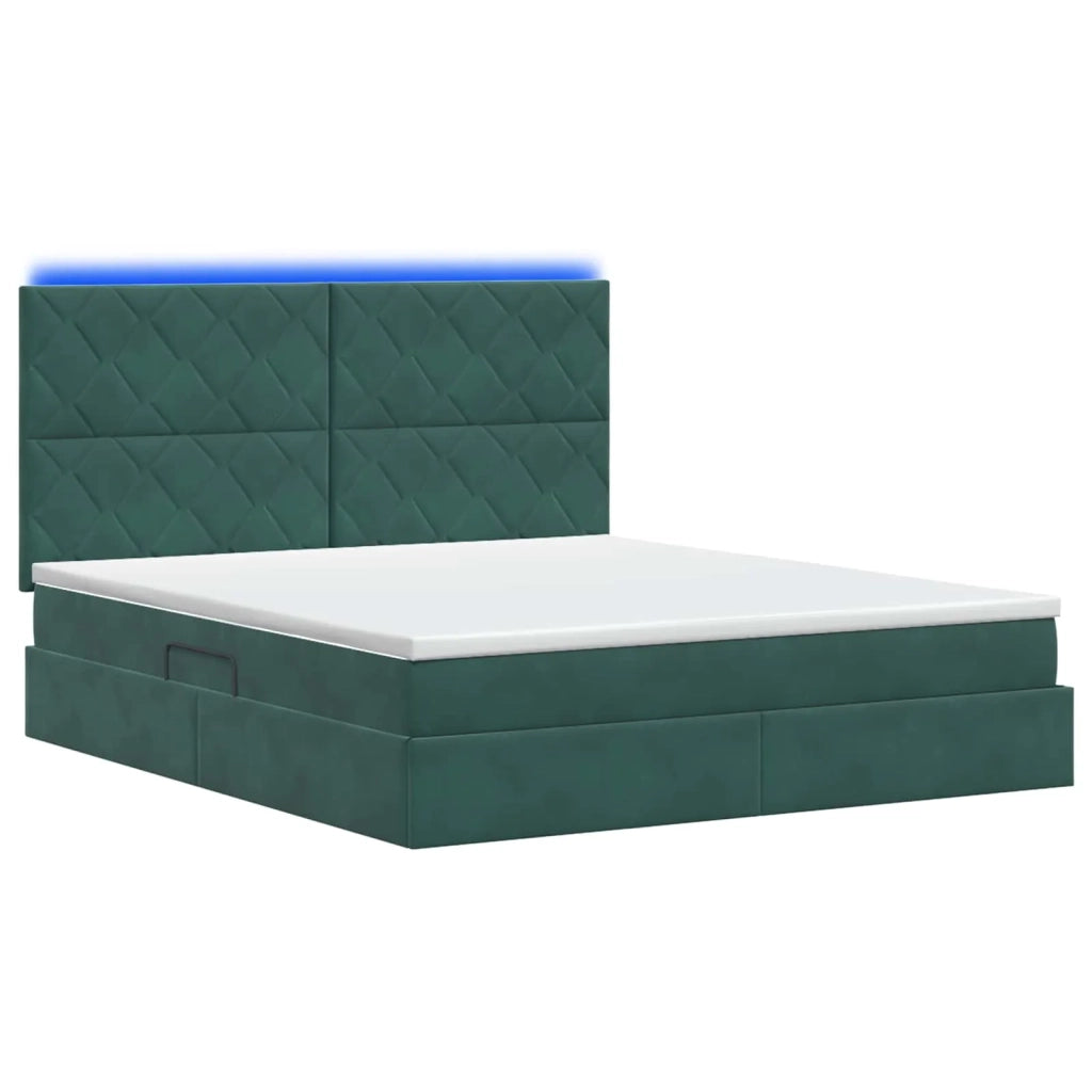 Letto con contenitore LED e materasso Verde Scuro 180 x 200 cm 3460209