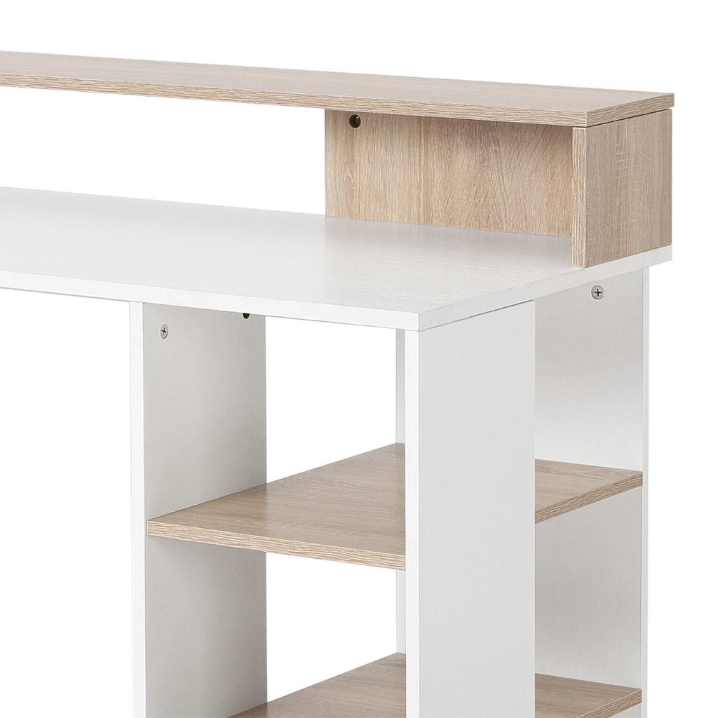 Scrivania per Computer ¨C Xylo ¨C Legno MDF con Ripiani 137x55x92cm Bianco Moderna