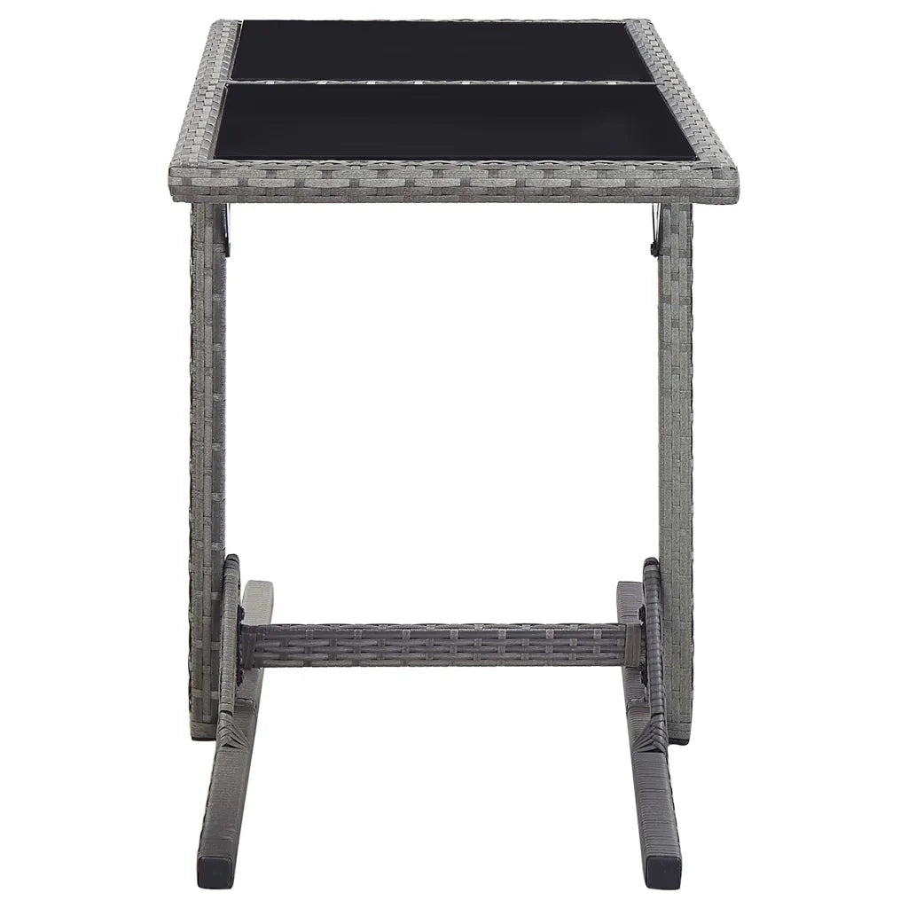 Tavolo da Giardino Antracite 110x53x72 cm in Vetro e Polyrattan 46455