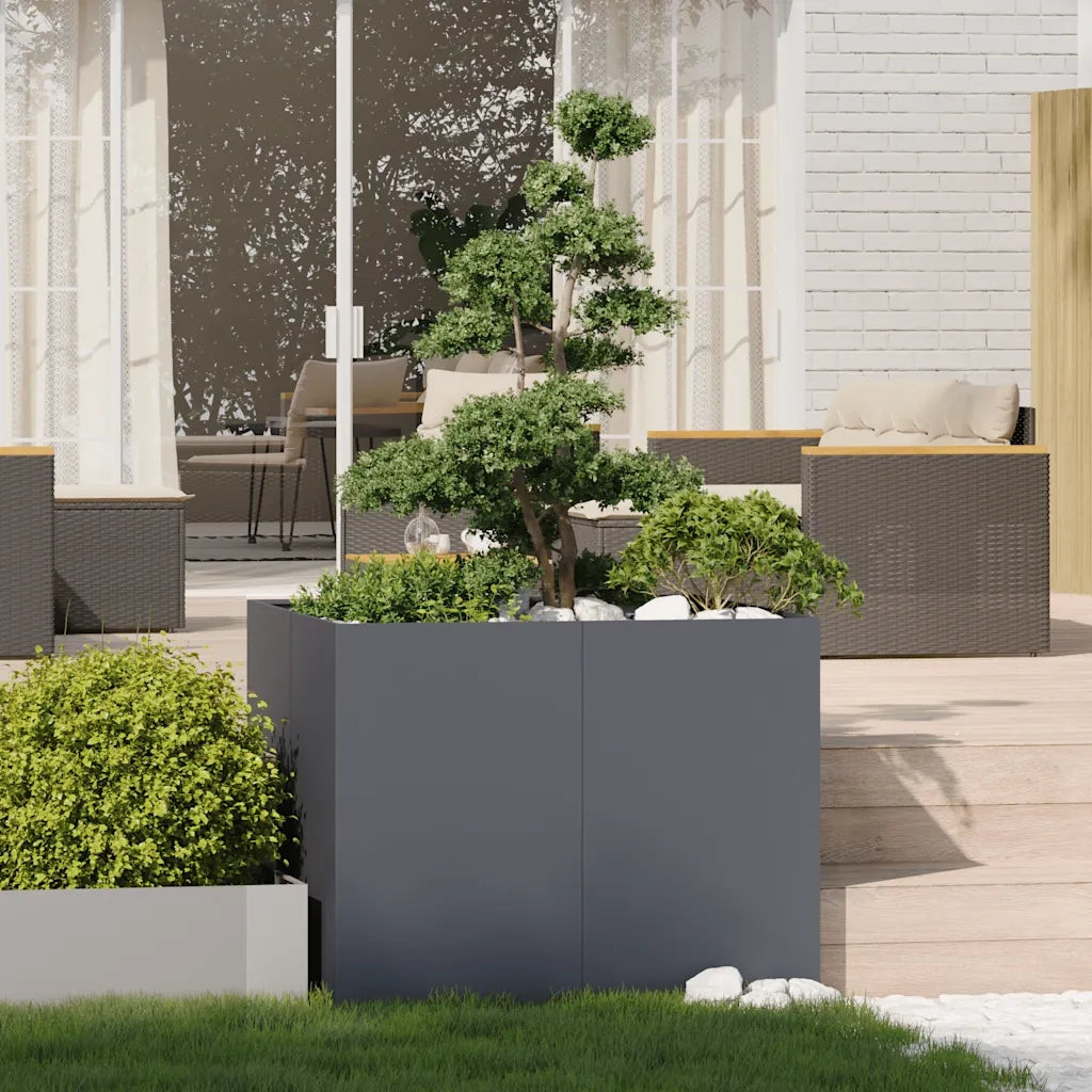 Fioriera Antracite 100x100x80 cm in Acciaio 860824