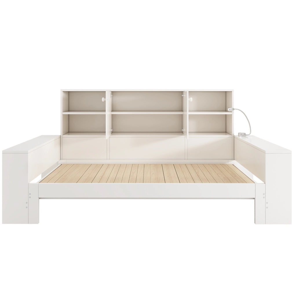 Letto a scomparsa con letto estraibile 90x200 cm; contenitore e porte USB; bianco