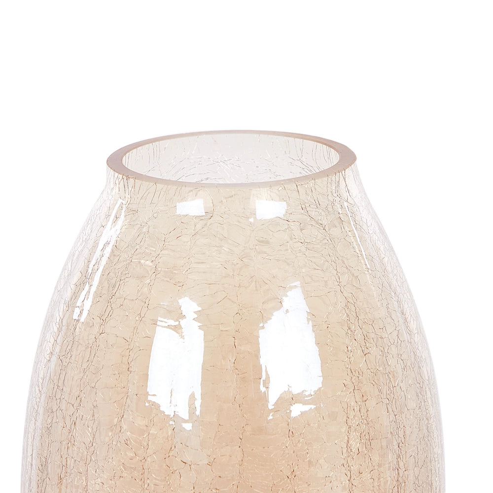 Vaso di fiori in vetro di colore beige effetto lucido 22 cm stile moderno centrotavola soggiorno
