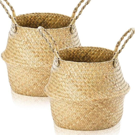 Set di 2 contenitori per oggetti di vimini, contenitore per piante di vimini, vaso per piante di vimini, contenitore per asciugamani di vimini, contenitore per coperte di vimini, contenitore per giocattoli per piante (M 28×24cm)