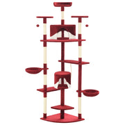 Albero per Gatti e Tiragraffi in Sisal 203 cm Rosso e Bianco CFW5208293