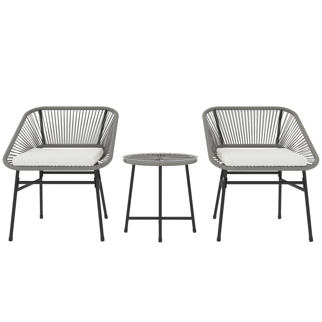Set Salotto da Giardino in Polyrattan per 2 Posti ¨C MINIMAL ¨C 3 Pezzi, Cuscini, Antracite