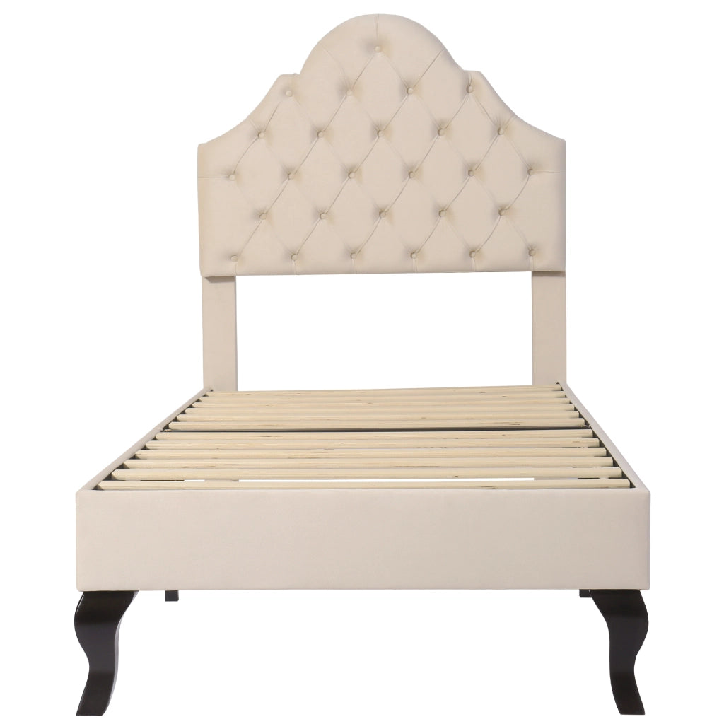 Letto singolo 90x200 - Xylo - Beige, testiera regolabile, per ragazzi