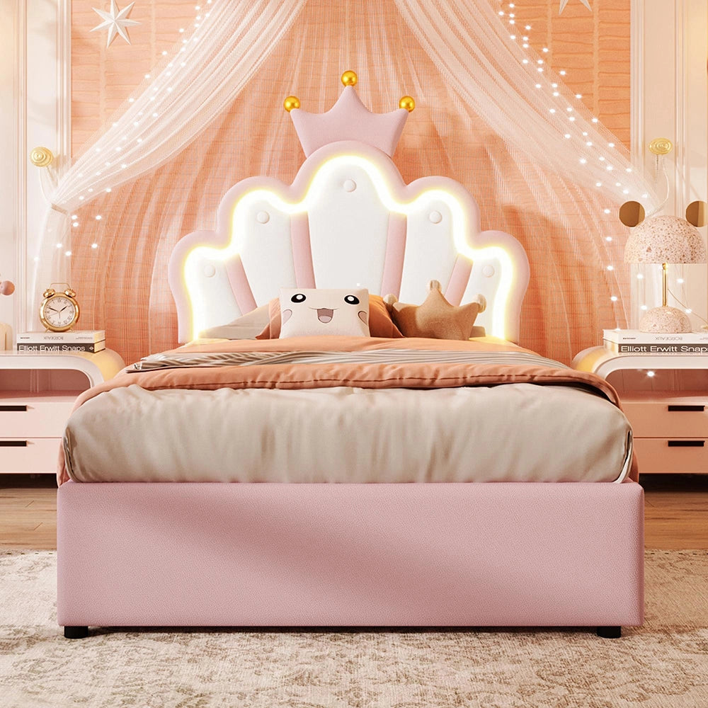 Letto principessa 90x200cm?- Xylo - corona LED rosa