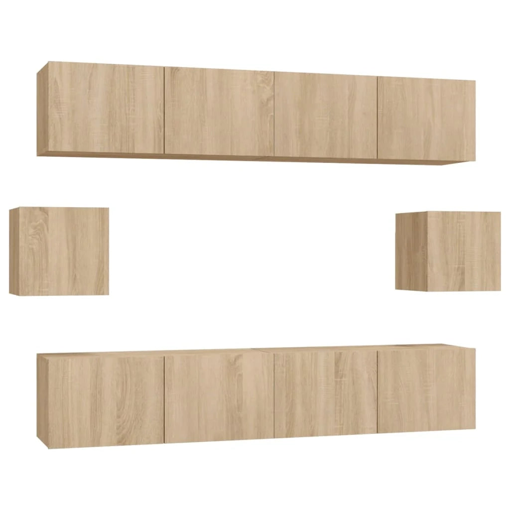 Set di mobili mobile credenza TV televisione soggiorno camera da letto soggiorno 6 pezzi rovere Sonoma multistrato marrone 02_0025117