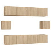 Set di mobili mobile credenza TV televisione soggiorno camera da letto soggiorno 6 pezzi rovere Sonoma multistrato marrone 02_0025117