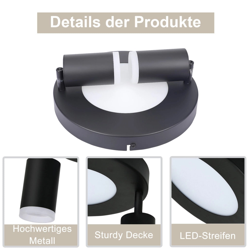 ZMH Faretto da soffitto 2 fiamme nero 3000K faretto da soffitto lampada da camera da letto per corridoio