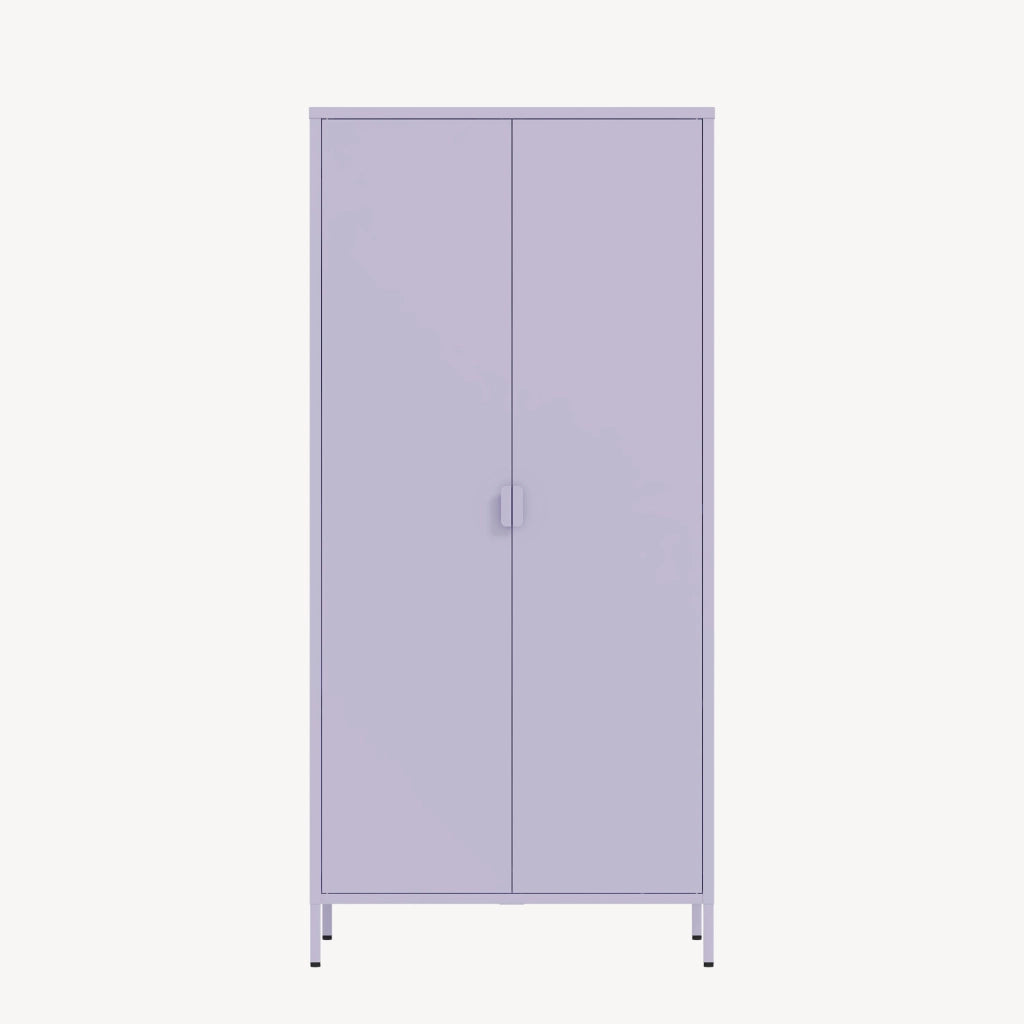 Armadio Guradaroba Esteli in Acciaio a 2 Ante con 2 Barre Appendiabiti e 4 Ripiani 170 x 80 x 45 cm - Viola [en.casa]
