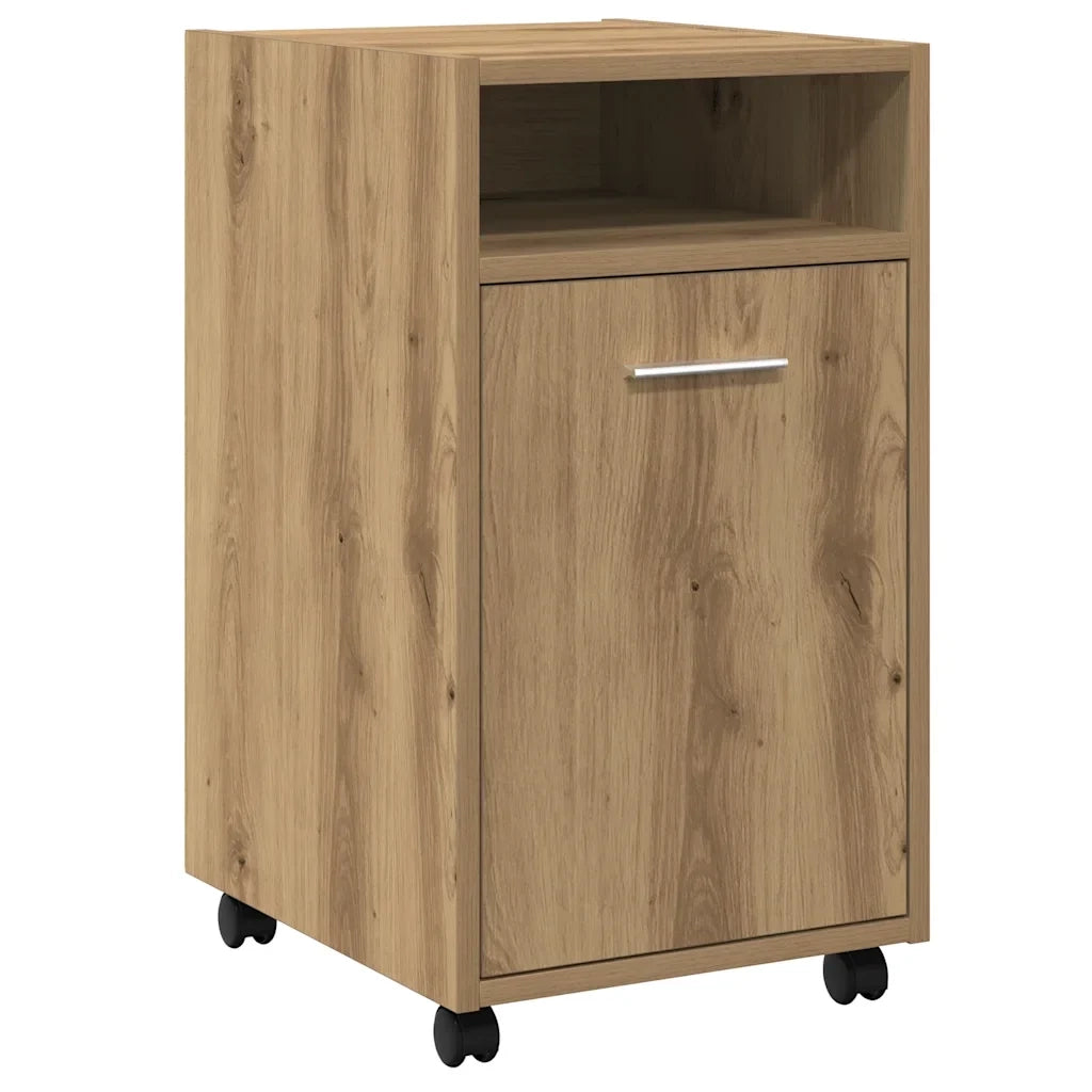Mobile contenitore con ruote 33 x 38 x 60 cm ampio spazio di archiviazione moderno finitura in rovere ingegnerizzato realizzato artigianalmente 02_0050895