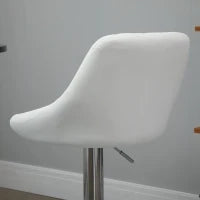 Set 2 Sgabelli da Bar, Altezza Regolabile con Base in Metallo e Seduta in Pelle PU, Sgabelli Moderni con Schienale e Poggiapiedi, 46x48x83-104cm, Bianco