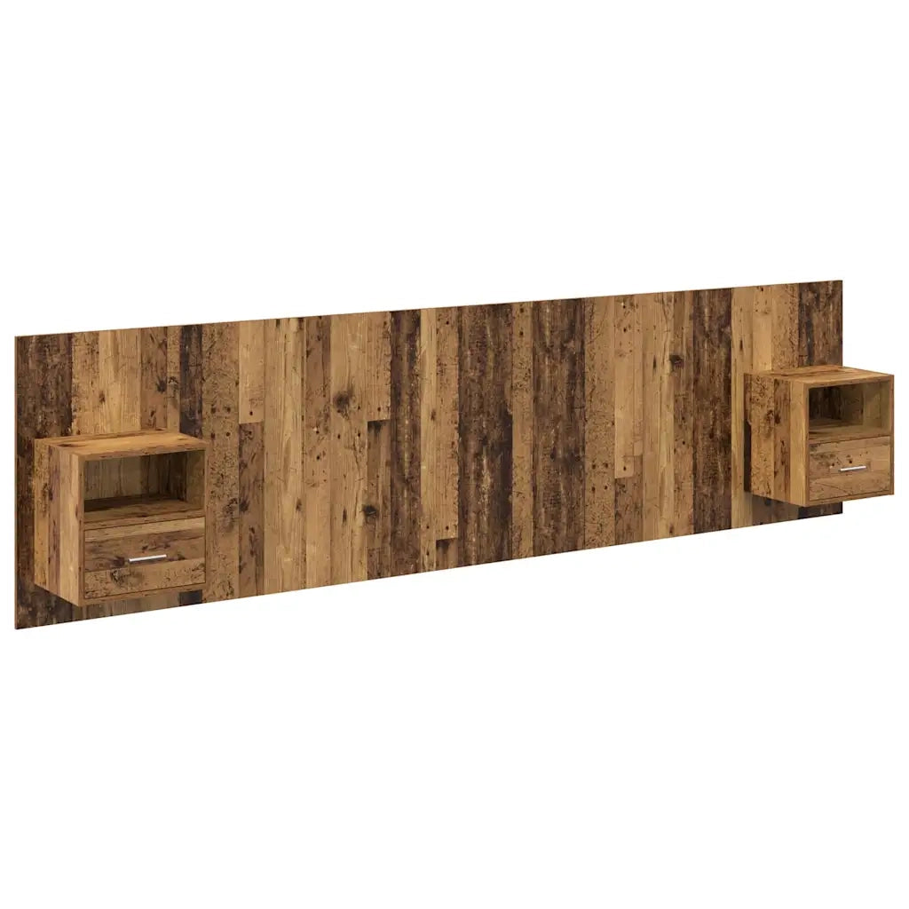 Testiera | Testata con Comodino 3 pcs Legno vecchio Legno multistrato